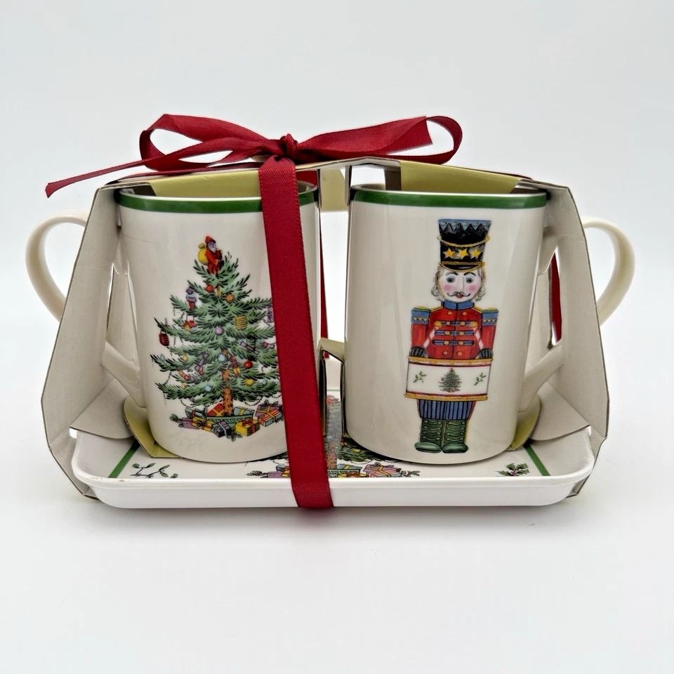 Spode Christmas Tree Nutcracker 3Pc Mug & Melamine Tray Set New NWT - Image 3 of 4