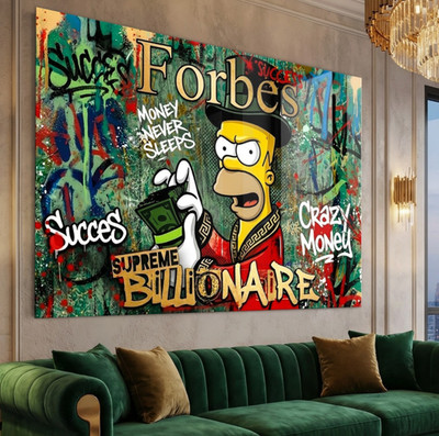 Pop Art Simpsons FORBES Kunst, Wandbild. Acrylglas, Leinwand, Poster Deko Bild