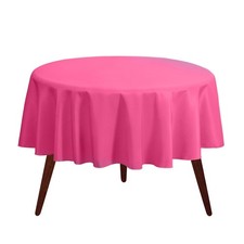 Gee Di Moda 132" Fuchsia Round Tablecloth for 72"-96" Tables - Washable