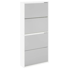 Image of Shoe Cabinet Organiser Rack Stand 4-Layer Mirror Oak/White 63x17x134 cm vidaXL