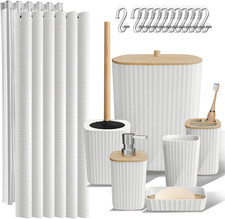 White Bathroom Set, Shower Curtain Set, Bathroom Accessory Set