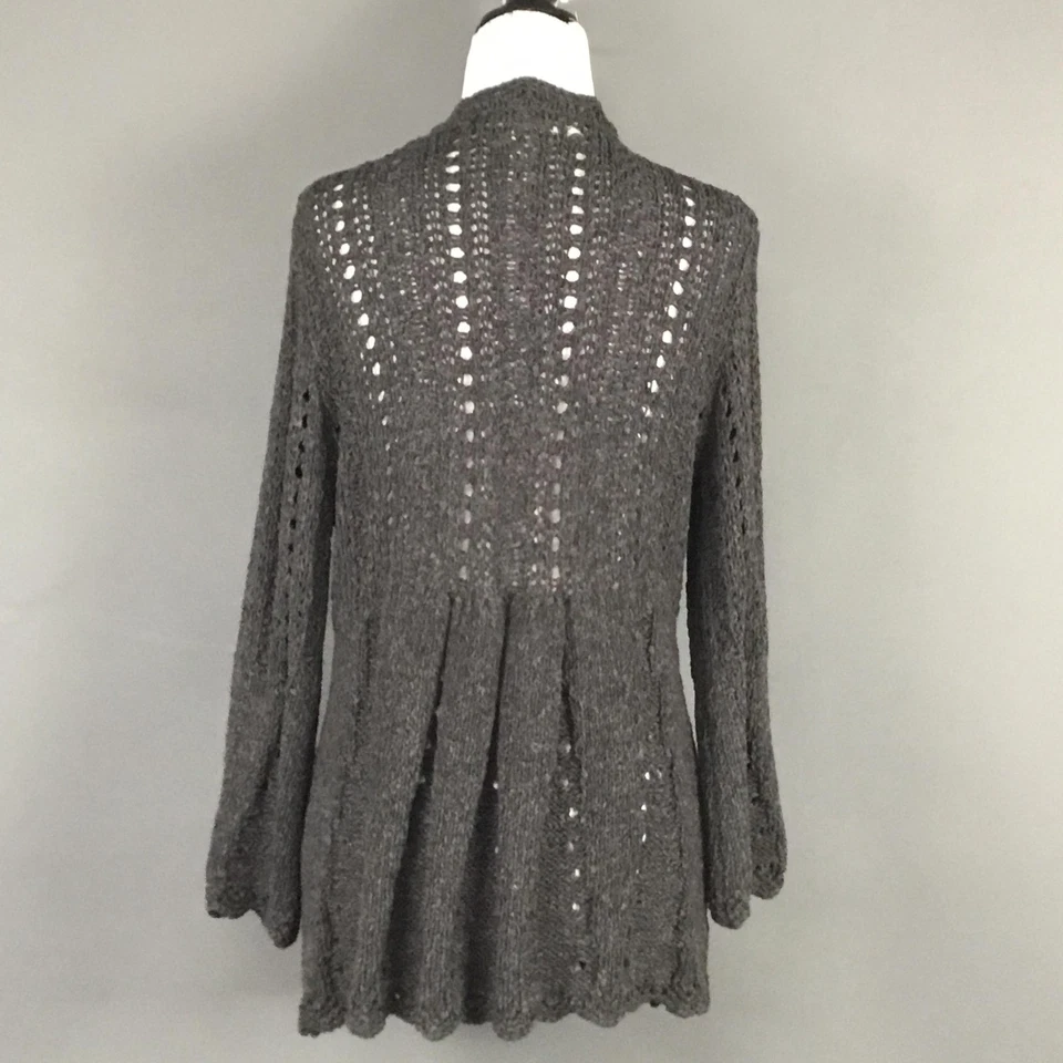 Tweeds Sweater Womens Medium Gray Cardigan Wool Blend One Button Pockets Knit - Image 2 of 4