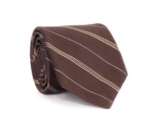 NWT EIDOS Napoli by ISAIA TIE brown striped pure silk luxury handmade Italy