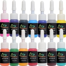 Tattoo Ink Set - 14 Colors, 1/6oz 5ml Bottles Professional 14 colors-1