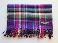 100 CASHMERE Made In SCOTLAND Check Plaid Tartan Long Scarf Fringe
