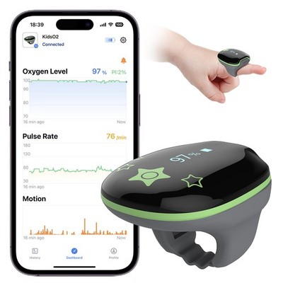 Children Pulse Oximeter KidsO2 Ring SpO2 & Pulse Rate for 3~10 Years Old Kids
