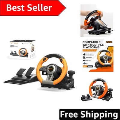 V3 Pro Dual Motor Vibration Steering Wheel & Foldable Pedals for Casual Racing