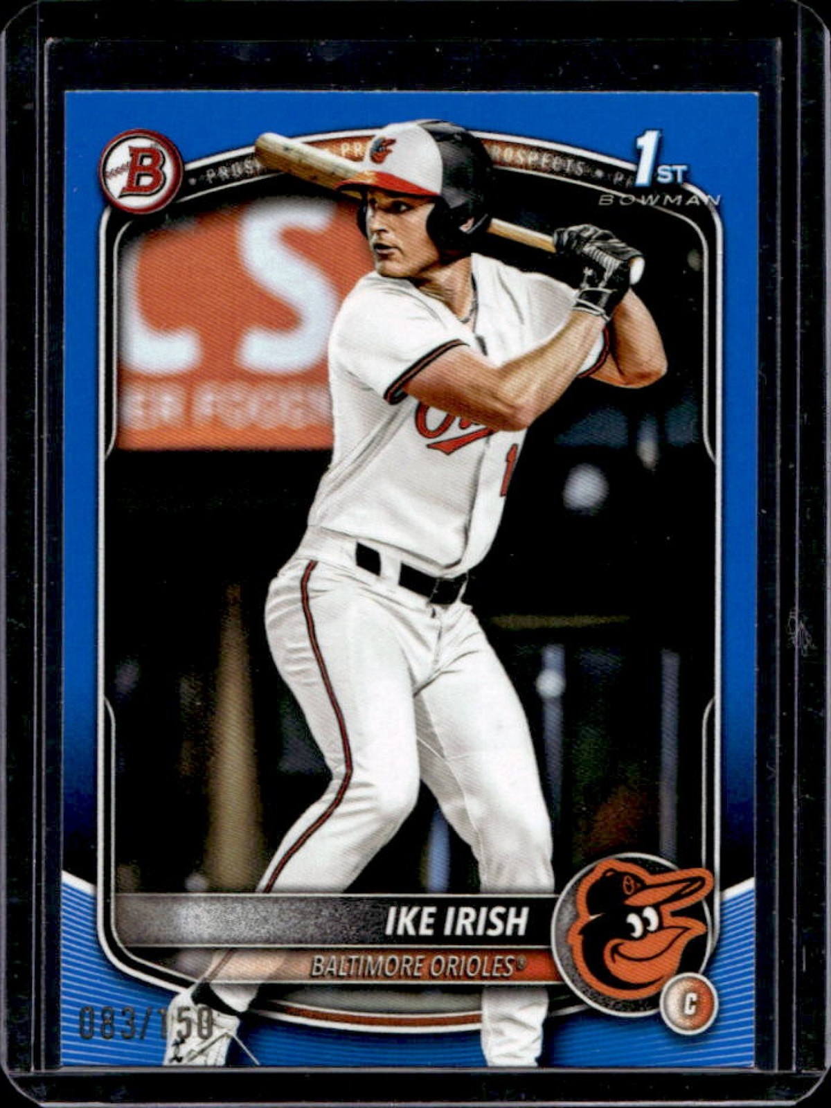 2025 Bowman Draft Ike Irish Blue Border 1st Prospect #/150 Orioles