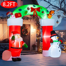 8.2FT Lighted Christmas Inflatable Archway Inflatable Santa Claus Snowman Arch
