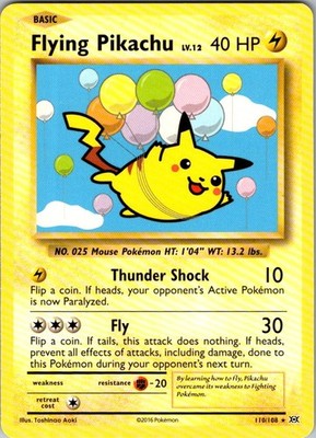 Flying Pikachu 110/108 Secret Rare Evolutions Pokemon Lightly Played