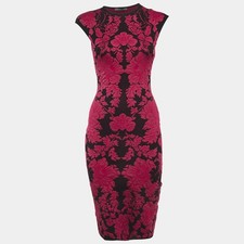 Alexander McQueen Pink Floral Stretch Jacquard Bodycon Dress XS