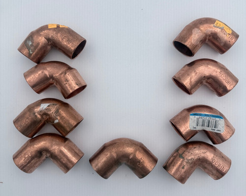 NIBCO EPC Mueller 3/4" Copper 90 Elbows Sweat x Sweat Lot of 9