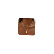 Gold Necklace for Women 14K Gold Plated Layered Cross Bar R-NK-07-Bar-GD