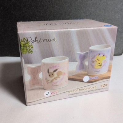 Pokemon Platinum Zakka Ribbon Mug Eevee and Ninfia Pink 12cm Unused