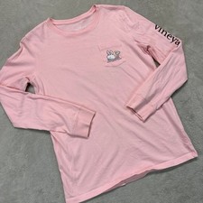 Vineyard Vines Shirt Girls Large 14 Long Sleeve Pink Hoppy Easter Whale Pocket