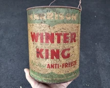 Harrison  Oil Co Winter King Anti-Freeze Can ONE GALLON Tin Milwaukee Wis c1946