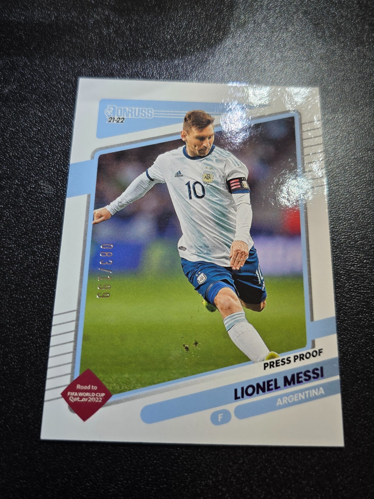 2021-22 Panini donruss soccer press proof purple /199-Lionel Messi