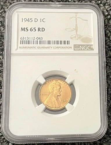 1945-D Lincoln Wheat Penny NGC MS-65 RD