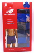 NEW MEN'S "NEW BALANCE NB PERFORMANCE PREMIUM 5" BOXER BRIEFS 6 PACK UNDERWEAR"