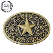 Pentagram Star Metal Belt Buckle Bronze Zinc Alloy Western Fashion Cowboy Style