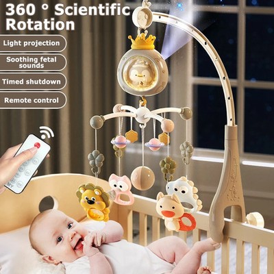  Baby Crib Mobile with Projector and Night Light, Remote Control Musical Rotatin