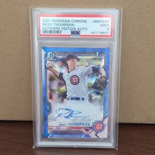 2021 Bowman SAPPHIRE Chrome RILEY THOMPSON Auto PSA 9 Rookie CHICAGO CUBS POP 3
