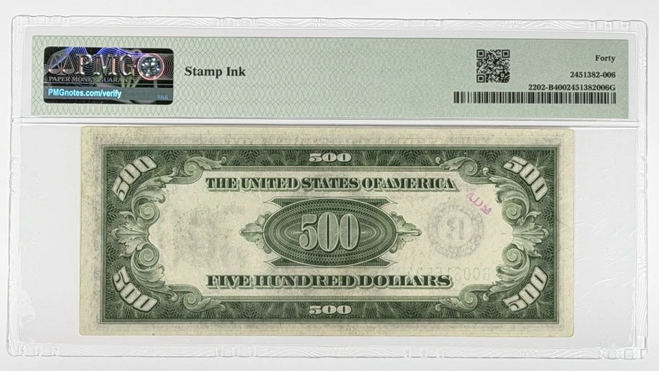 1934-A $500 Federal Reserve Note PMG 40 New York FRN US Banknote Fr. 2202-B - Image 2 of 2