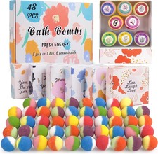 48 Natural  Organic Bath Bombs for Women and Kids, Rich in Essential Oils,...