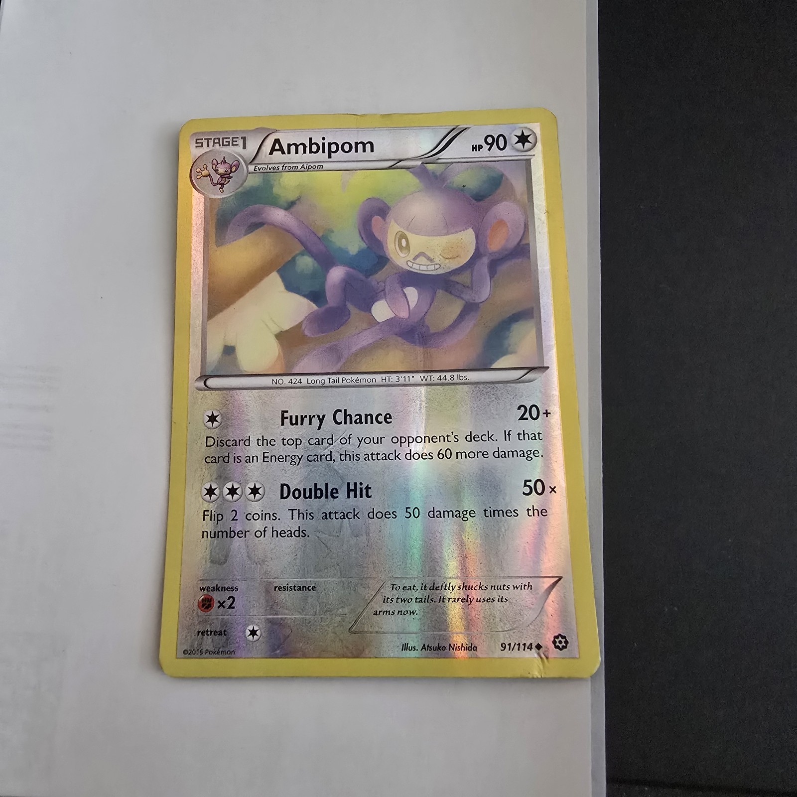 Ambipom 91/114 Uncommon Steam Siege Pokemon Reverse Holo LP