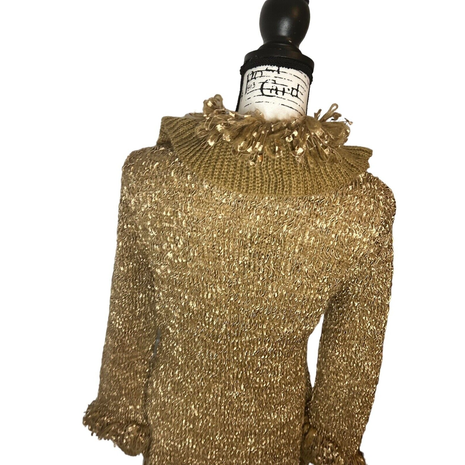 Urban Mango Women Gold Fluffy Sweater Cardigan Size M thumbnail 8