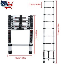 Telescoping Ladder Aluminum Extension Step 8.5 ft Multi-purpose Portable 330lbs