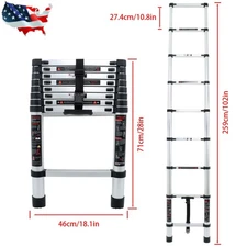 Telescoping Ladder Aluminum Extension Step 8.5 ft Multi-purpose Portable 330lbs
