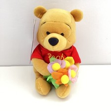 Disney Store Mother's Day Pooh Bean Bag 8" Flower Bouquet Stuffed Plush Toy 1999