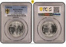 1981 San Marino 1000 Lire Silver Coin PCGS MS-66 Mintage: 75K