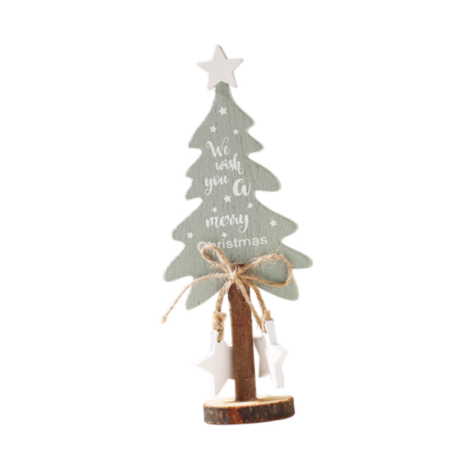 Mini Wooden Christmas Tree Desktop Holiday Decor Ornament