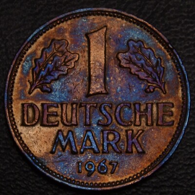 1967-D German Bundesrepublik Deutschland 1 Deutsche Mark, toned (L29-48)