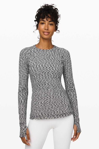 Lululemon Damen 2 Runderful Longsleeve Spaced Out Space Dye Schwarz Weiß - Bild 2 von 5