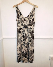 Casual Collection Womens Dress Brown Size UK 12 Floral Beaded Debenhams Cream