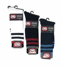 3 Pair MENS ECKO UNLTD RHINO CREW SOCKS SHOE SIZE 6-12 White, Black, Blue