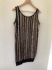 Vintage Dolce & Gabanna Gold and Bronze Sequin Shift Dress Size 10 Made in Italy