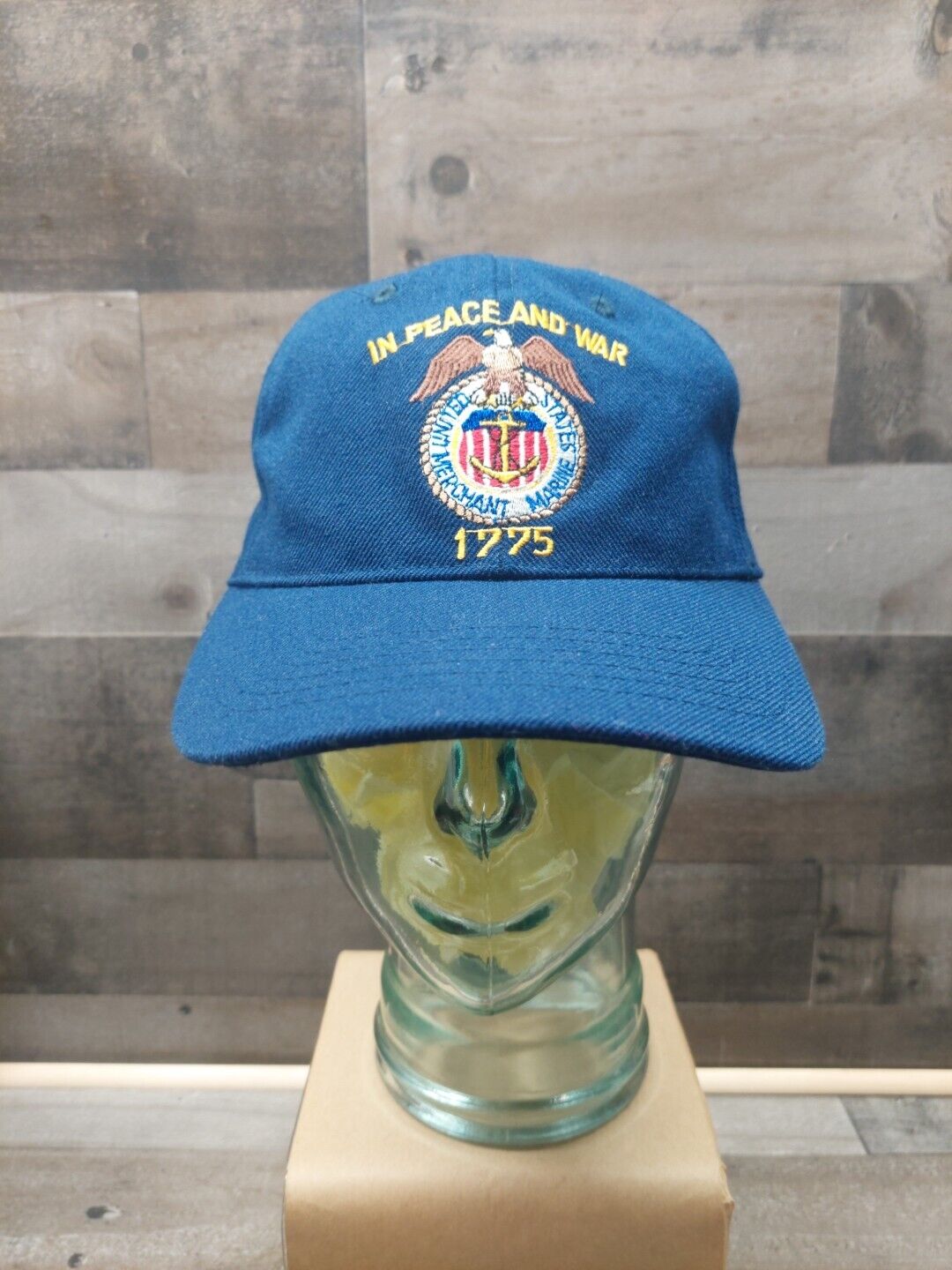 United States Merchant Marine In Peace & In War Blue W/Eagle Crest Snapback Hat