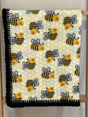 New Handmade Bumble Bees Baby Toddler Fleece Blanket with
