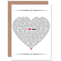 Love You Romantic Heart Words Blank Greeting Card With Envelope