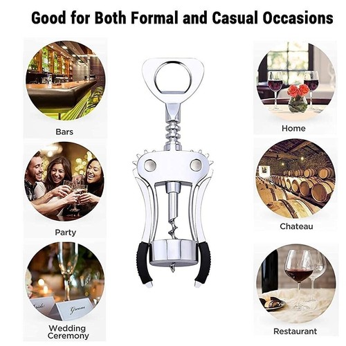 3Pcs Wine Opener Gift Set Wing Corkscrew Beer Bottle Opener & Stopper Cutter - Picture 6 of 8