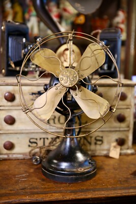 GE General Electric アンティークファン Antique General Electric GE Brass Blade Fan Industrial Brass Cage