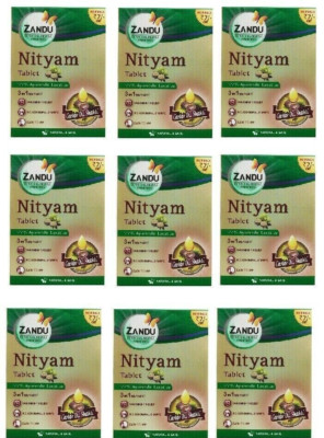 9 pack X Zandu Ayurvedic Nityam Tablets (10Tabs) for Constipation, Gas, Acidity