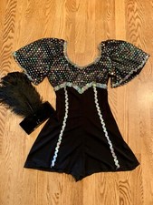 Dance costume, black with sequins, medium, jumper