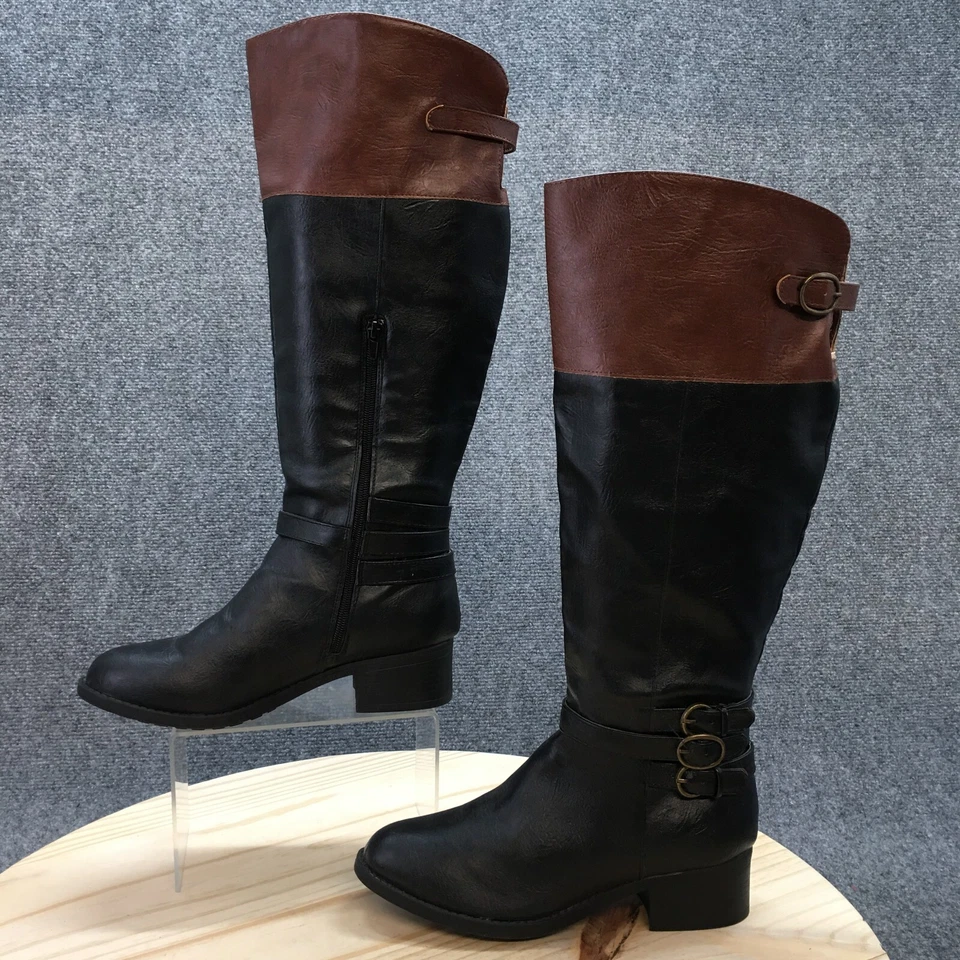 Botas Rampage para mujer 7,5 M Imbra hasta la rodilla cremallera lateral botas de montar negras marrones Foto 2 de 4