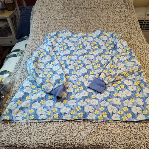 Crest Uniform Top 4XL Foral Long Sleeve Elasic wrists Blues Large Pockets/front - Picture 6 of 12