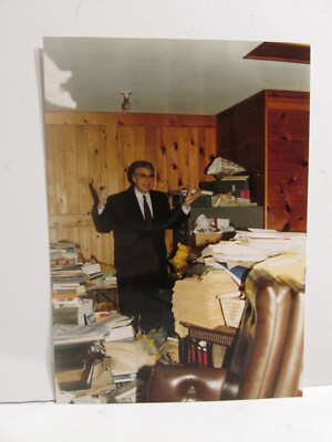 VINTAGE FOUND PHOTOGRAPH COLOR ART OLD PHOTO JEWISH JEW MAN MESSY JUNK OFFICE